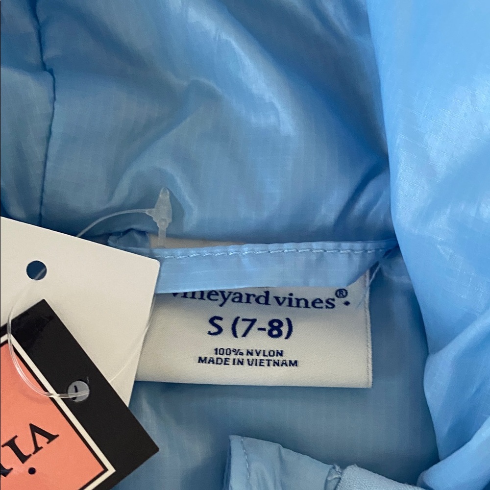 Vineyard Vines Girls' Sky Blue Hooded Puffer Jacket - Picture 3 of 6